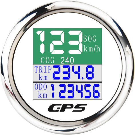 52mm Stiefel Auto Digitale GPS Tacho Wasserdicht TFT Bildschirm Kilometerzähler Reise Zahn Auto Tacho Messgerät mit GPS Antenne 12-24V: Weiß Silber-