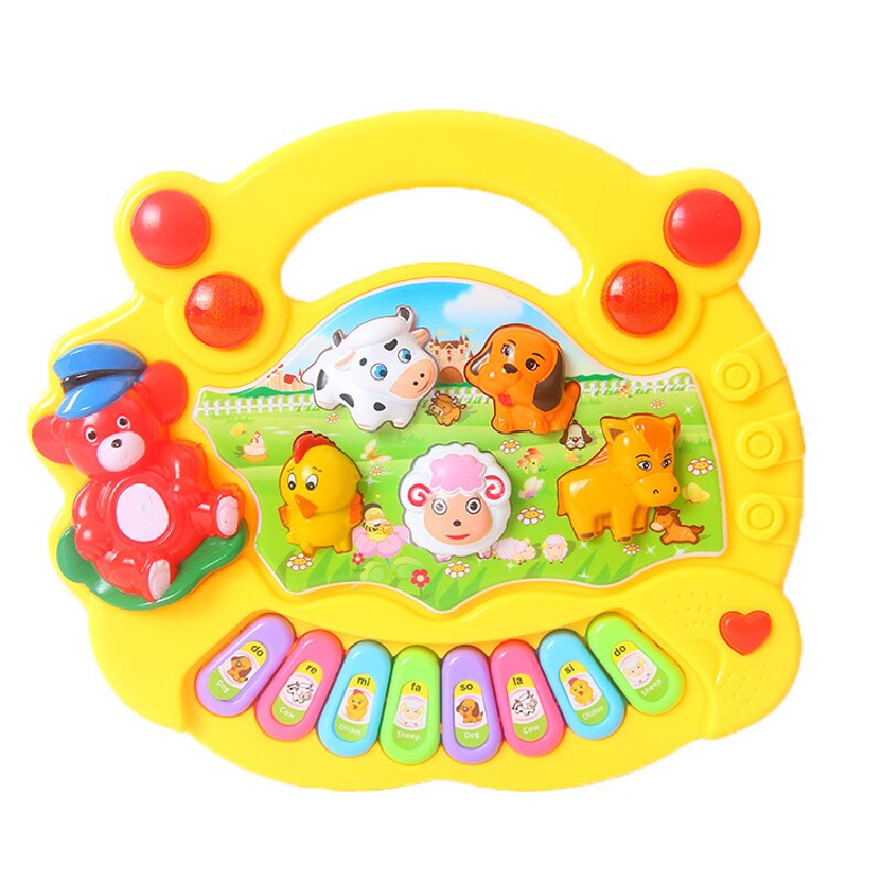 Jouets pour enfants orgue électronique Animal ferme Instrument de musique bébé illumination infantile et enfant éducation anglais enfant: yellow