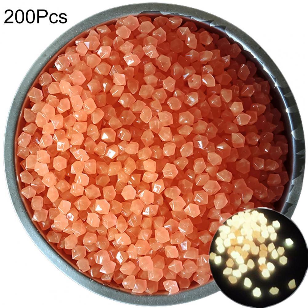 200Pcs Luminous Pebble Glowing Artificial Stone Glow in Dark Rhombus Luminous Rock	Fish Tank Decoration декор для аквариума: Orange