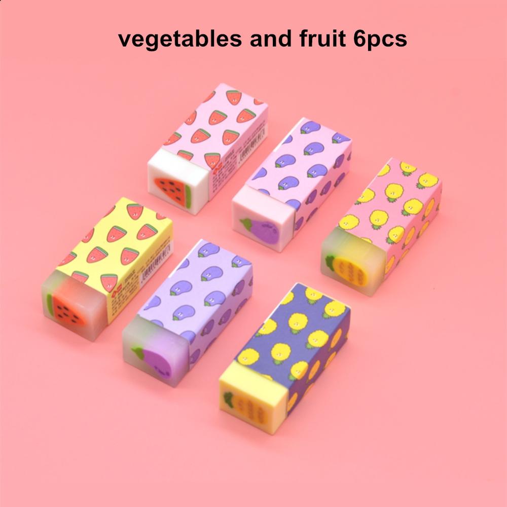 MINKYS 6 unids/lote lindo sándwich Sakura zanahoria melocotón goma limpiador para lápiz de de cumpleaños de niños Kawaii papelería de la escuela: vegetable and fruit