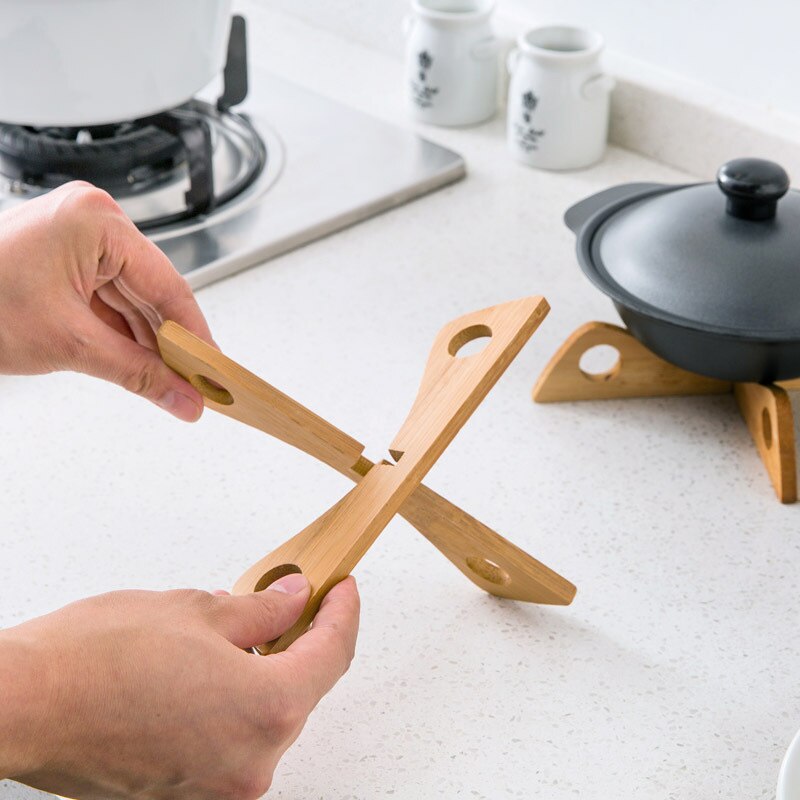 Support de Table en bois détachable, tapis de Table en bois, Pot de cuisine, maniques isolées thermiquement, napperon Anti-chaleur vapeur, support de plat de refroidissement, Gadget