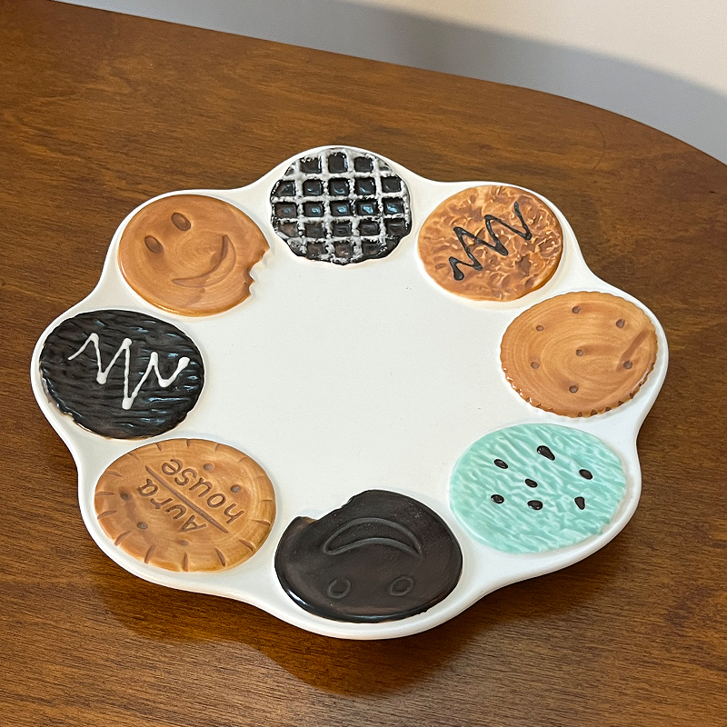 Cute Ceramic Biscuits Mug Coffee Cup Breakfast Cup Plate Tableware Afternoon Tea Cup Dessert Plate Water Cup Set: Blue
