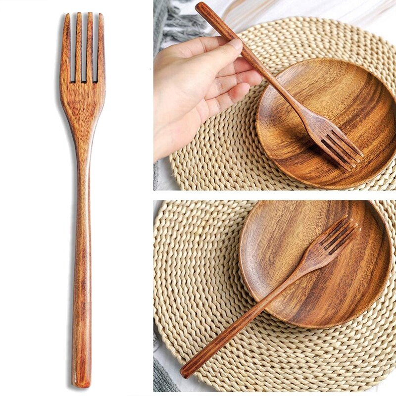 -15 Pcs Wooden Spoon Fork Knife Cutlery Set Wooden Dinner Utensil Set Kitchen Wooden Flatware Tableware Cutlery Set