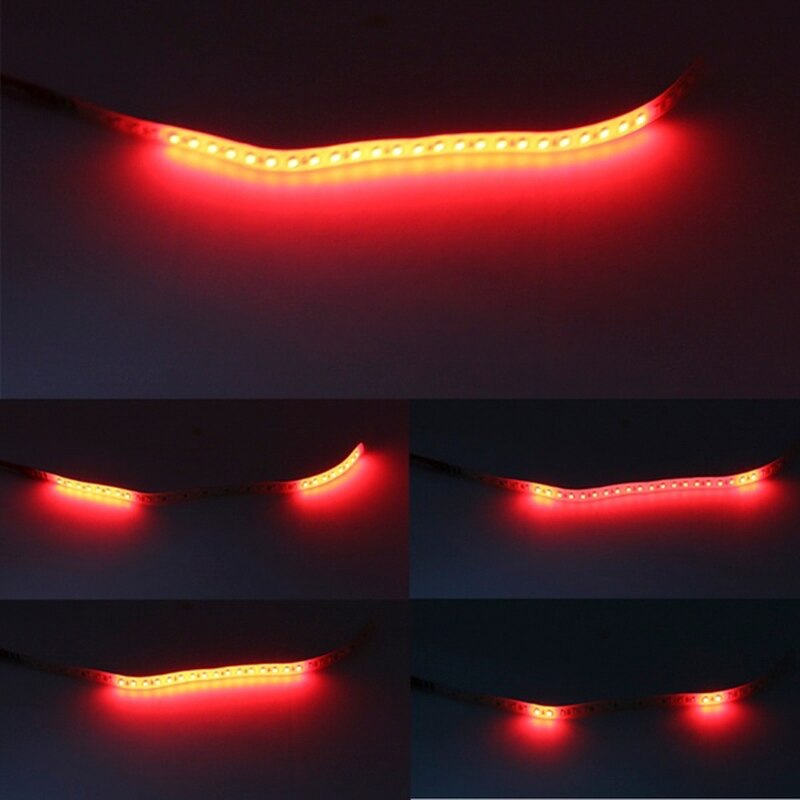 2pcs Car Red 12V Waterproof LED Flexible Light Bar Car Thunder Ranger Light 30CM Car Mid-Net Decorative Light with Red Light