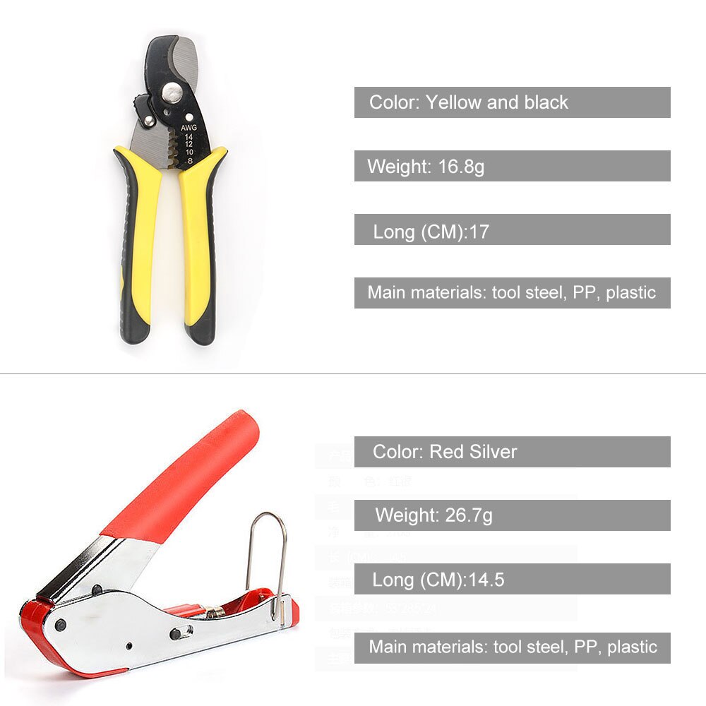 BNC Connector cable RG58 RG59 RG6 Crimping tool kit with crimping 10 compression fittings perfect for CCTV TESTER