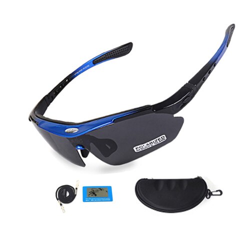 NEWBOLER 2 Frame Polarized Cycling Sun Glasses Outdoor Sports Bicycle Glasses Men Women Bike Sunglasses Goggles Eyewear 5 Lens: 1 lens blue