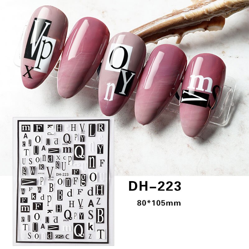 10 piezas 1 paquete de logotipo pegatinas de uñas negro serpiente de uñas, uñas Decoración: DH-223