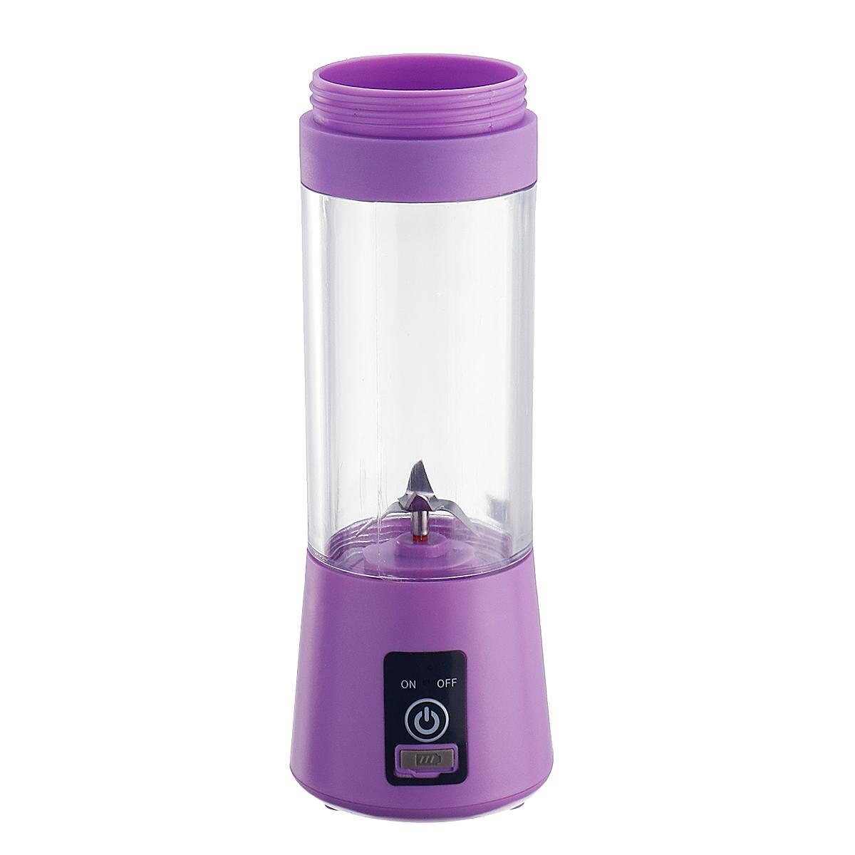 Portable Electric USB Rechargeable Juicer Cup 2 Blades Handheld Bottle Fruit Vegetable Juicer Blender Squeezer Reamer Machine: Purple 
