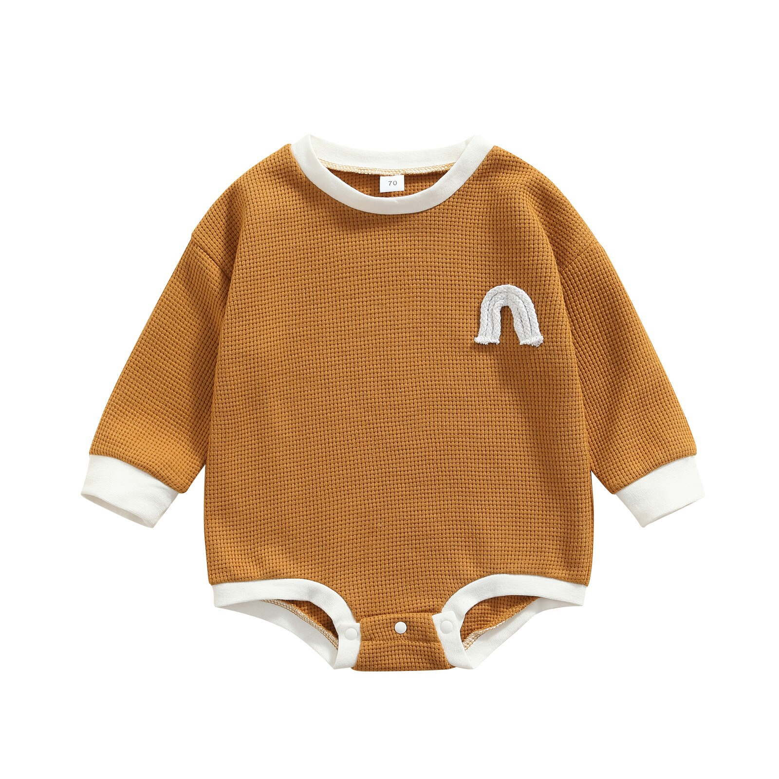 Baby-strampler mit regenbogenmuster, langen ärmeln und knöpfen, herbst-Overall, hübsche Outfits für mädchen und jungen: A / 12m