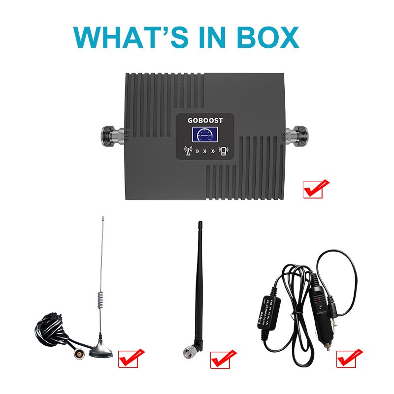 GOBOOST 3G Cellular Signal Booster for Car UMTS 2100 Mhz Repeater Band 1 Mobile Phone Amplifier Kit