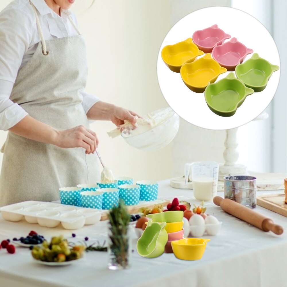 6 Stuks Mooie Kleine Beer Shape Cake Bakvorm Keramische Bakvormen (Gemengde Kleur): Default Title
