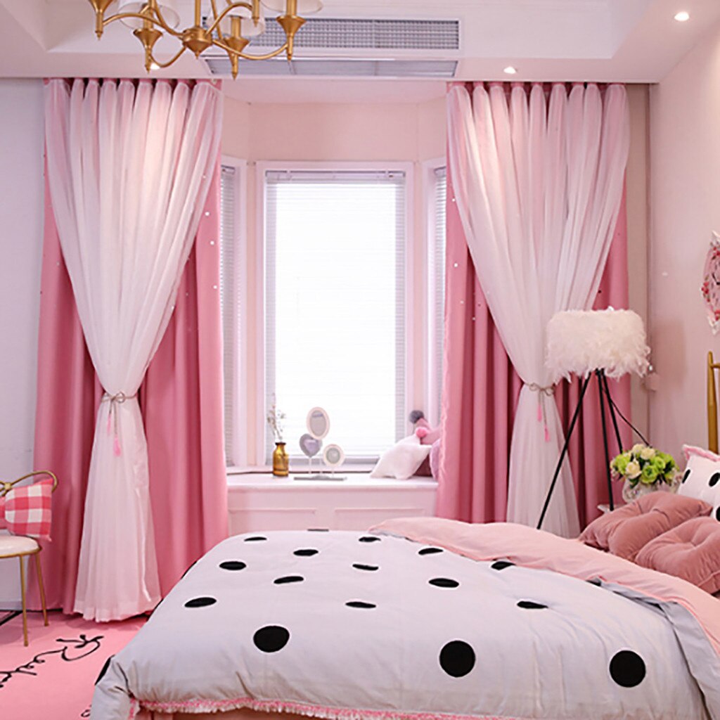 1 Pcs Pure Kleur Tulle Deur Gordijn Drape Panel Sheer Sjaal Valletjes Transparante Tule Gordijnen Venster Pure Voor Slaapkamer: Pink