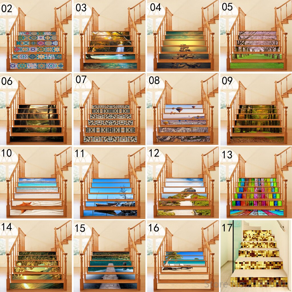 28 design 3d blomstertrapper trapp stigerør gulvklistremerke selvklebende gjør-det-selv-trapp pvc veggdekor hjemmedekorasjonsklistremerker