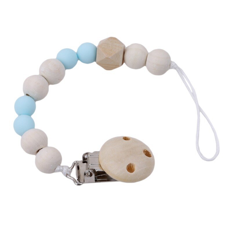 Baby Schnuller Clip Kette Holz Halfter Schnuller Clips Leine Gurt Nippel Halfter für Kleinkind Nippel Flasche Clip Kette: Blau