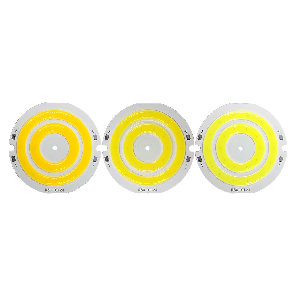 Luz LED de 3V, 50mm de diámetro, Chip COB redondo, lámpara LED de doble anillo, bombilla LED de 3,7 V y 5W para luces de trabajo DIY, iluminación de decoración del hogar