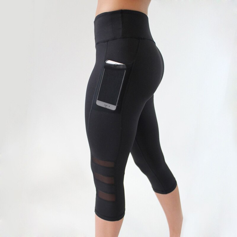 Women Yoga Shorts High Waist Gym Cycling Biker Cropped trousers Pants Sports Leggings Women Fitness Tight Elastic Yoga Pants: Black1 / M