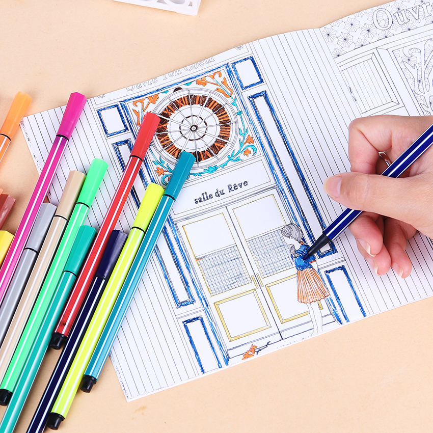 1 PC Relieve Stress Kill Time Graffiti Painting Art Books Time Travel Coloring Book for Adult Kids 18.5x18.5cm 24 Pages