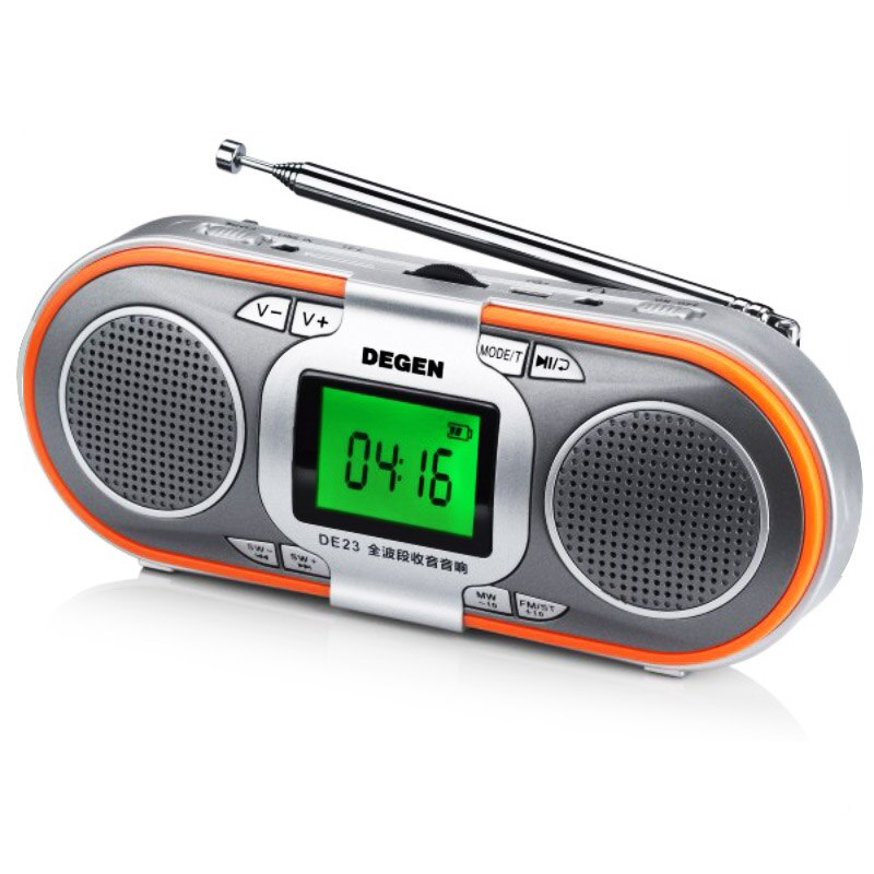 Degen DE23 3-in-1 Rechargeable AM/FM Shortwave Radio with Dual Speakers, Portable Speaker &amp; MP3 Player with Micro SD Card Reader