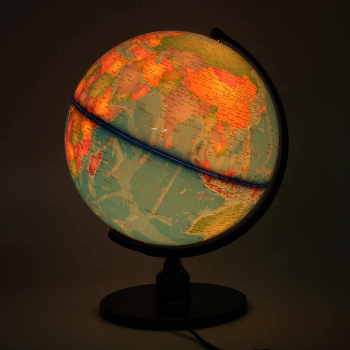 25CM World Globe Map Rotating Stand+ LED Light World Earth Globe Map School Geography Educational Kids Exploring Home Decor