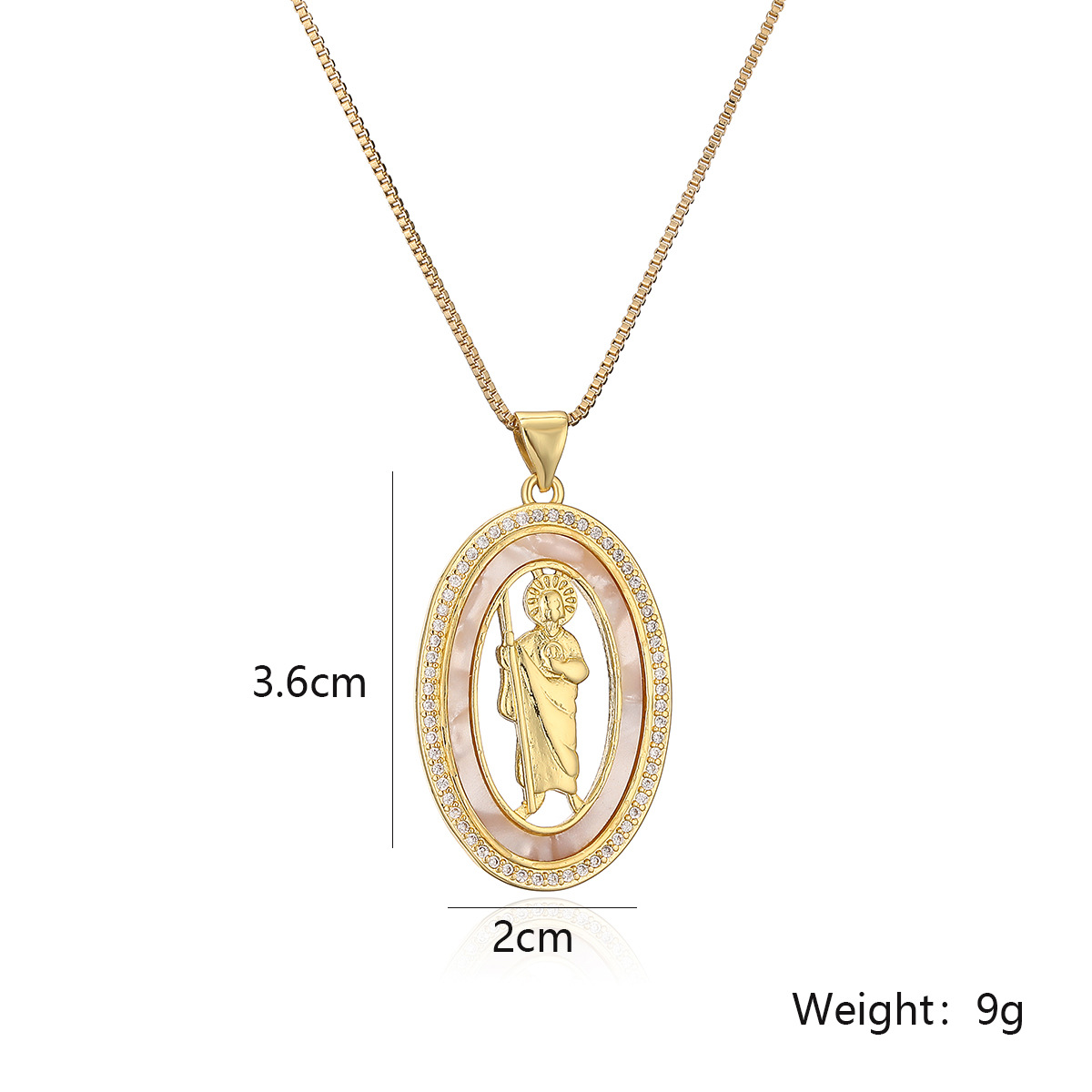 NEWBUY Women's Religious Jewelry Copper CZ Zircon Inlay Virgin Mary Pendant Stainless Steel Chain Necklace