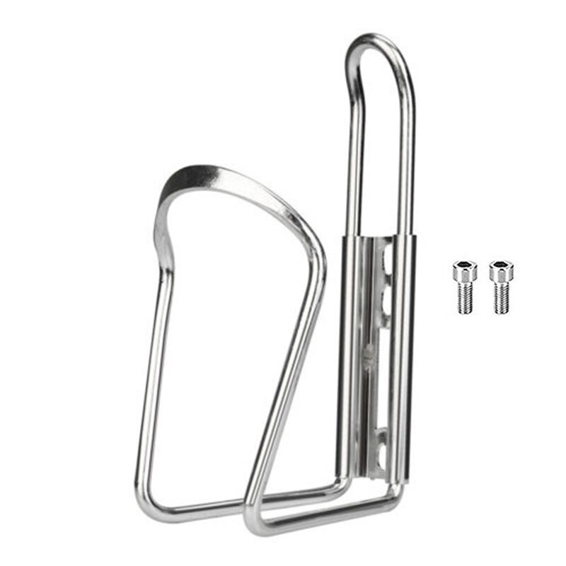 Porte-bouteille de vélo classique en alliage d&#39;aluminium, accessoires solides pour Cage à eau de vélo de montagne: Silver-with-2 screws