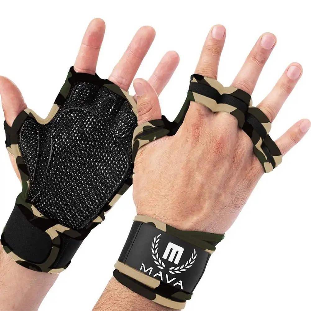 Luvas de musculação para homens e mulheres, protetor de palma, fitness, esportes, musculação, ginástica, mão, pulso, 2 peças: Verde claro / M