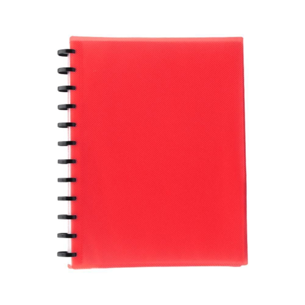 1Pc A412Hole Colorful Plastic Clip File Folder Transparent School Office Binder Supplies Planner Notebook Loose Leaf Ring A H3Z3: red30Pages