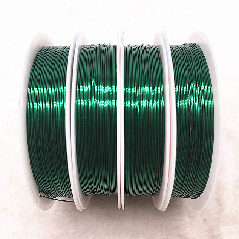 Hurtownie 0.3/0.4mm kolorowe miedziane druty żyłka do nawlekania koralików do tworzenia biżuterii DIY bransoletka: 0.4mm(9m) / green