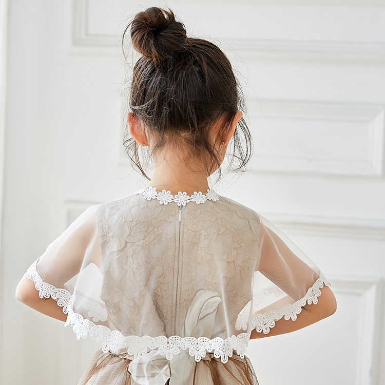 estilo niños malla en hombro princesa capa chica encaje capa boda ceremonia capa