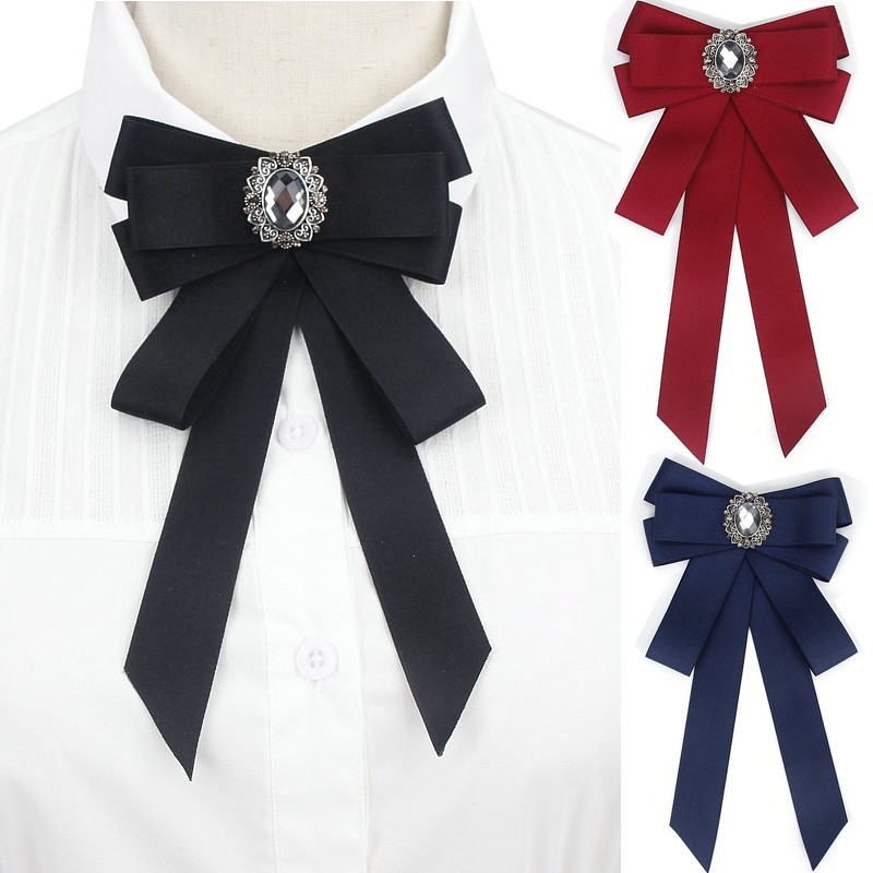 Mode Vlinder Knoop Lint Diamant Bowtie College Dames Wit Rhinestone Shirts Strikje Cadeau Voor Vrouwen Accessoires