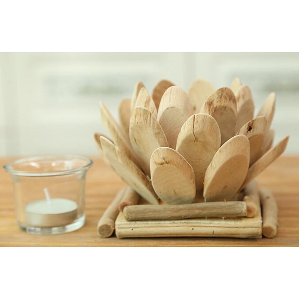 Lotus Candle Holder, Wooden Tealight Holders Handmade Ornaments Votive Holder