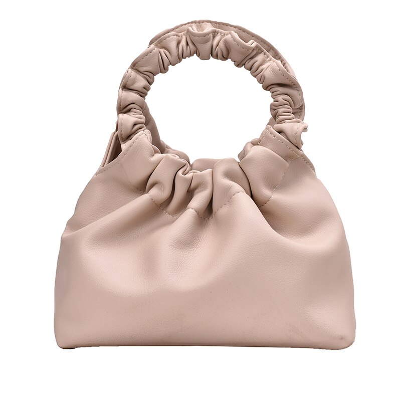 Bolso pequeño de cuero de lujo para mujer, bolsa de mano de noche suave, bandolera de cuero, bolso de mano: Beige shoulder bag