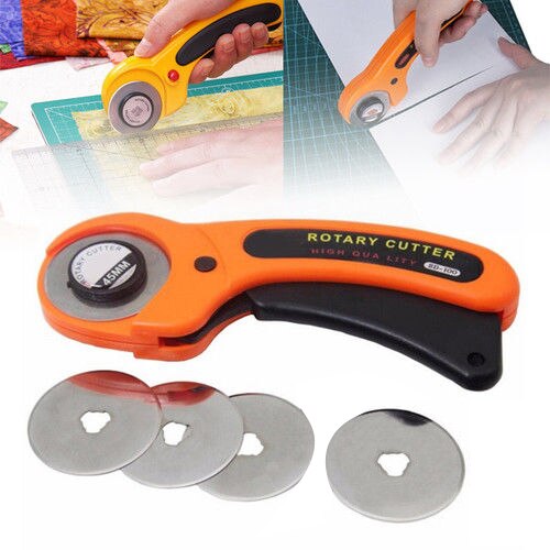 45mm Rotary Cutter Fabric Cutting Wheel Leather Cutter DIY Cloth Hob Tool With 4 Spare Blades Leather Cutting Tool