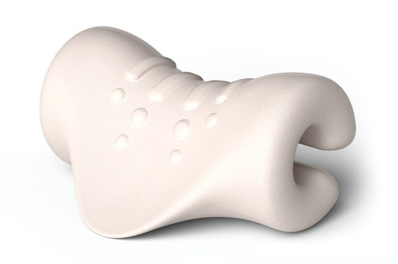 Oreiller relaxant de chiropratique pour le cou et les épaules, dispositif de Traction du cou, soulage la douleur et le Massage de la colonne cervicale: WHITE