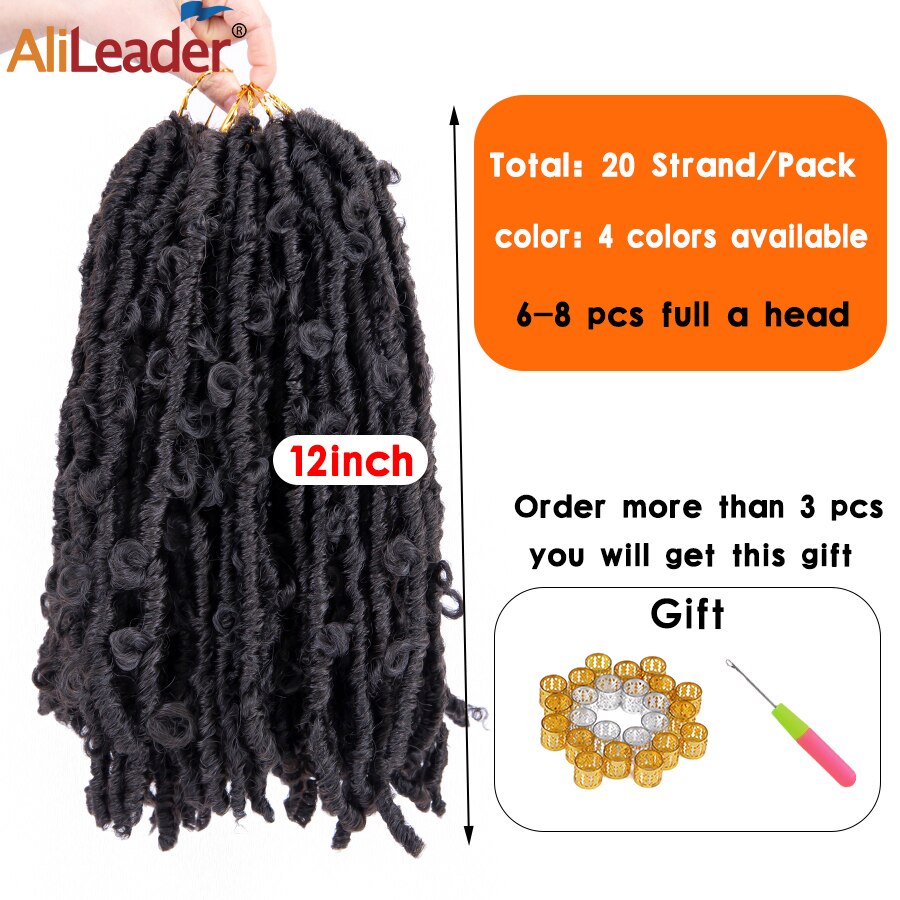 Alileader – Faux cheveux synthétiques au Crochet, 12 pouces, mèches de papillon ombrées