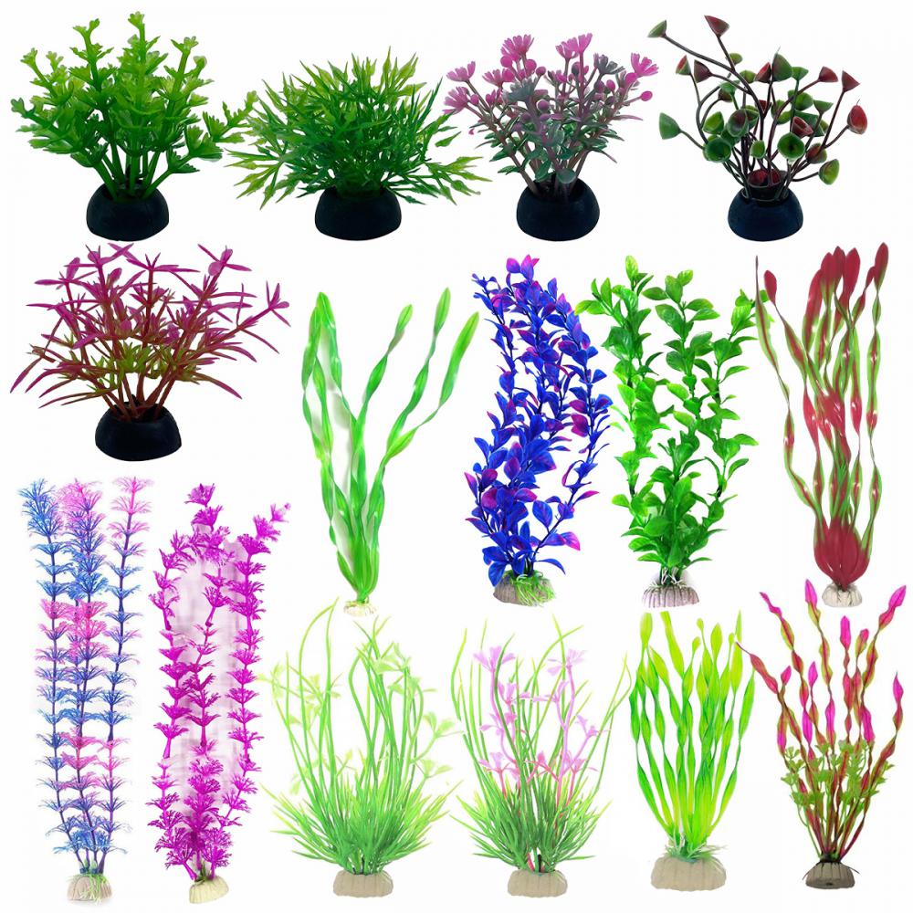 Plantas artificiales de decoración para acuario, suministros decorativos para pecera, adornos de paisajismo, accesorios de acuario
