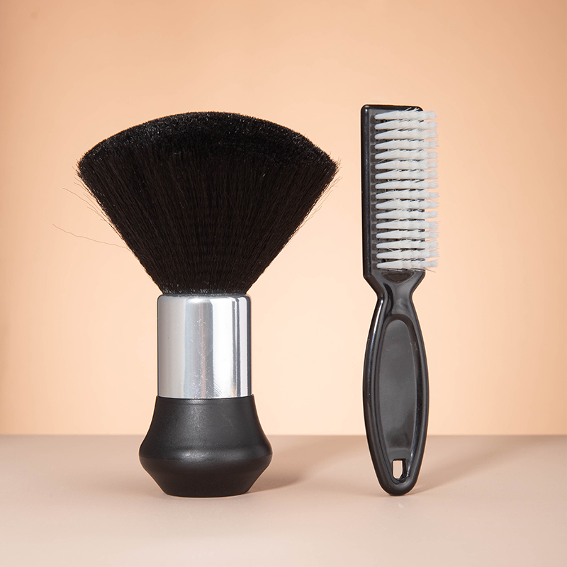 Cepillo suave de peluquería, plumero negro para barrer el cuello, Limpieza del cabello, anillo de corte de pelo, cepillo para Barba, juego de peine de estilismo: Negro