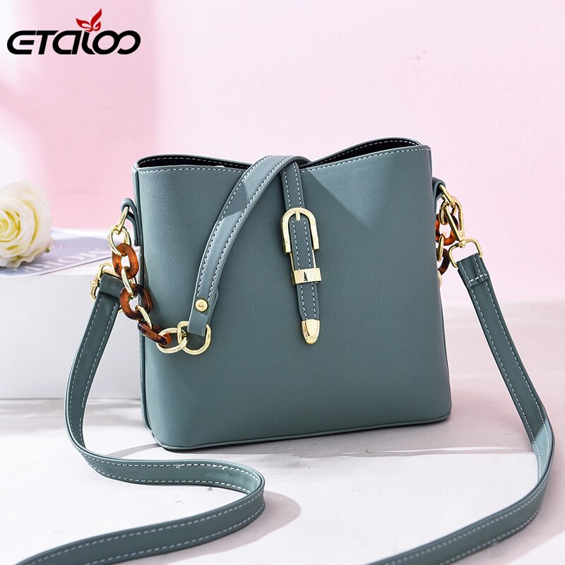 Bucket Shoulder Bag Women Chains Crossbody Bag Female Belt lock Messenger Bags Ladies PU Leather Handbag Women's Bag