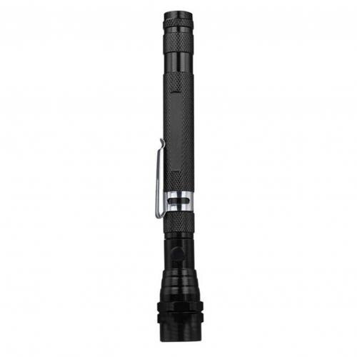3-LED Magnetic Flashlight Pen Torch Retractable Free Bending Car Repair Light Small Pocket Linterna for Working: black