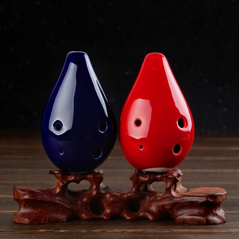 Mini 6- hulls ocarina fargeglasur keramisk fløyte vannstil ocarina musikkinstrument for barn musikkelsker