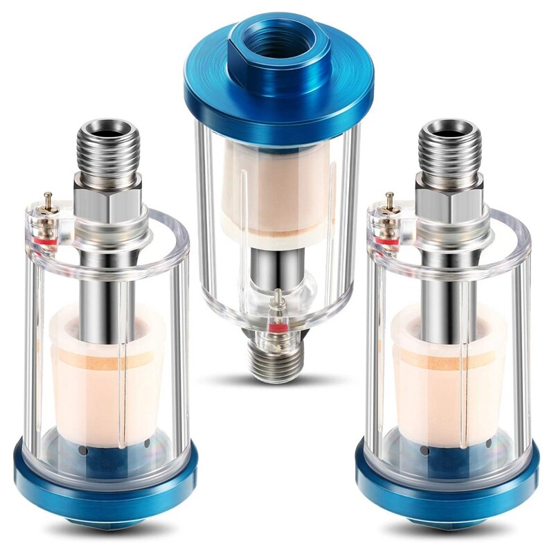 Lixf 3 stycken vatten oljeavskiljare filter airbrush filter fuktavskiljare för luftledning kompressor koppling , 1/4 tum npt inlopp