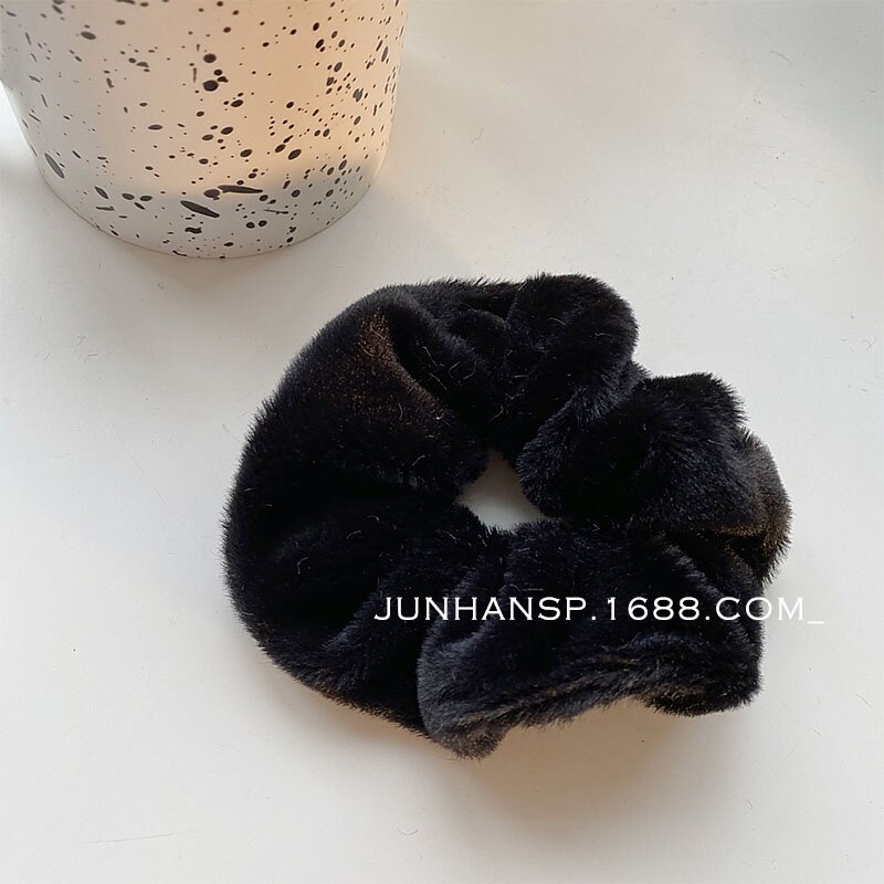 Scrunchies negros temperamento para Otoño/Invierno, lazos para el cabello a la , soporte para cola de caballo, banda elástica para el cabello, accesorios para el cabello coreanos para mujeres y niñas: 7