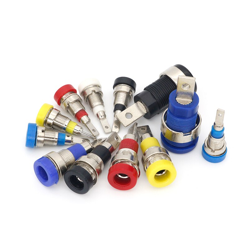 5Pcs Brass 2mm Banana Female Jack Chassis Panel Mount Socket Connector for Non-Shrouded Banana Plug