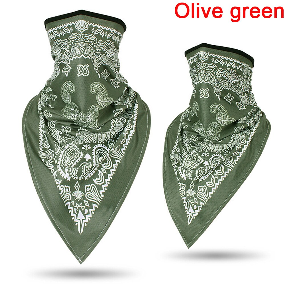 Retro Motorcycle Headwear Bike Ski Sports Scarf Wrap Balaclava Windproof Dust Outdoor Bandana Cycling Breathable Neck Cover: Olive green(Printing