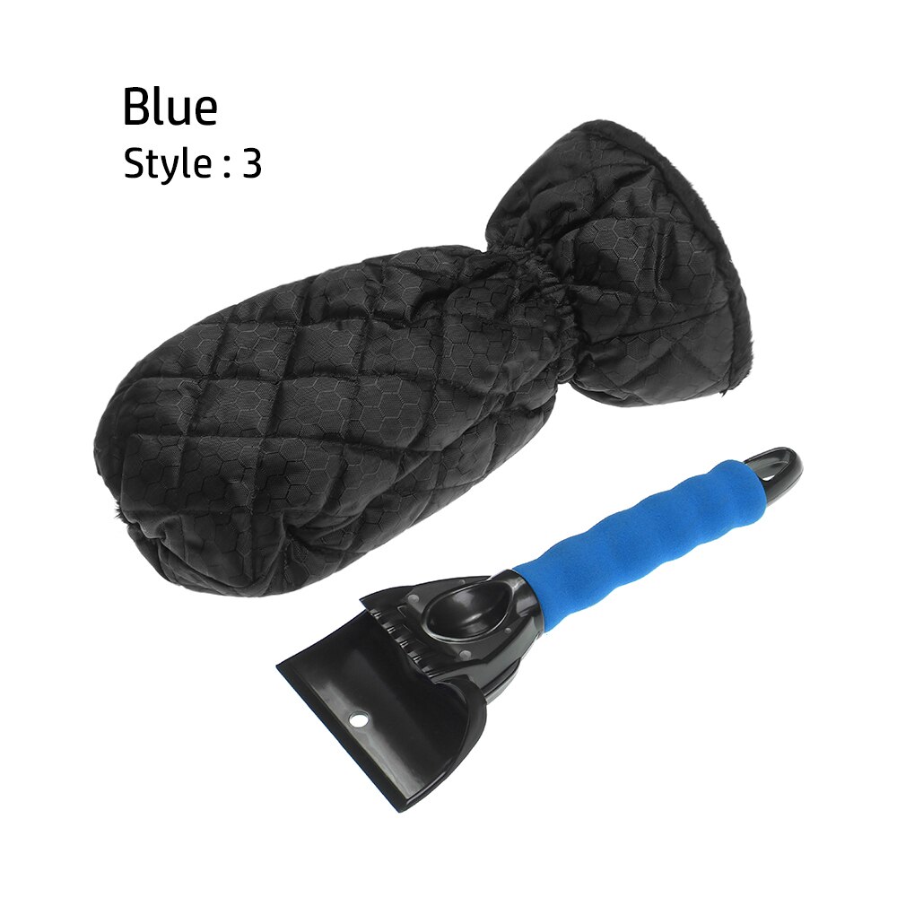 Grattoir de neige avec dissolvant de neige imperméable, gant doublé d'un outil de nettoyage en molleton épais, hiver: style3 blue