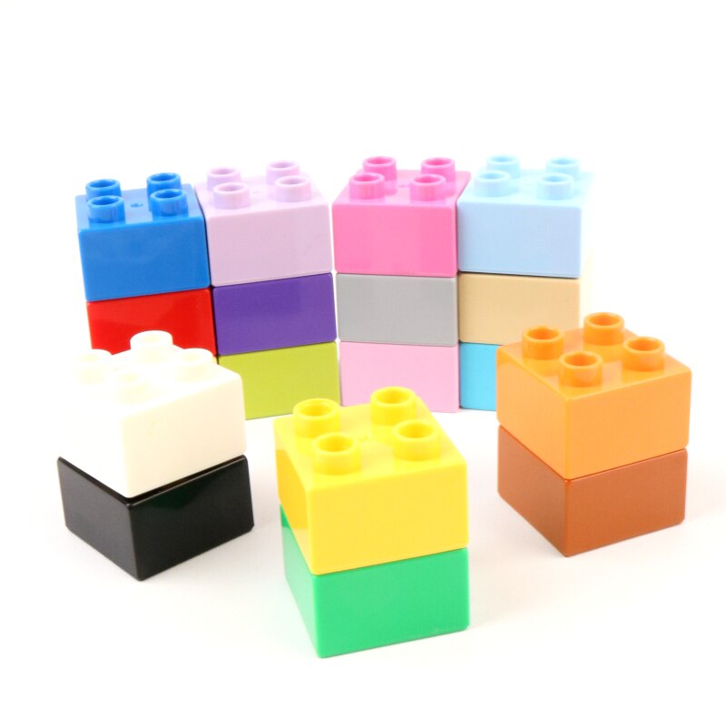 Fai da te 6 pz/lotto 2X2dots Spessore Mattoni Blocchi di Particelle di Grandi Dimensioni Accessori Duploe Giocattoli Per Il Regalo Dei Bambini