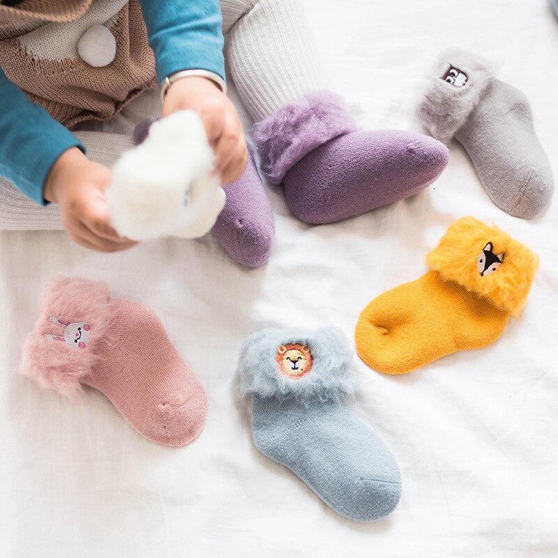 Winter Dikke Warme Badstof Leuke Sokken Cartoon Dieren Sokken Warmer Baby Baby Meisjes Jongens Sok Peuter Warm sok 0-3Y