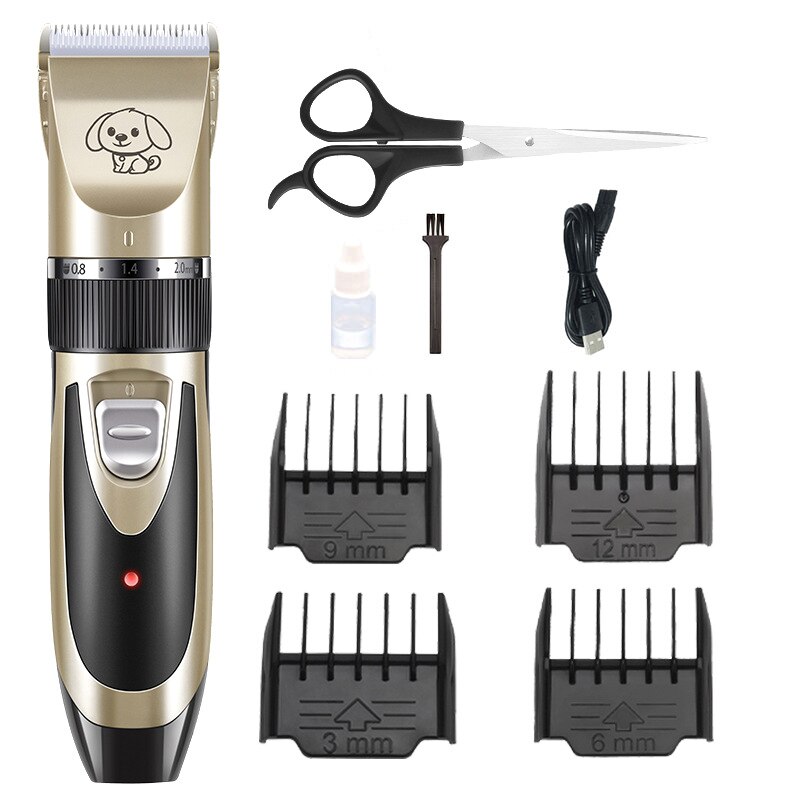 Hond Clipper Professionele Elektrische Pet Hair Trimmer Voor Honden Katten Grooming Elektrische Scheerapparaat Set Kat Haar Snijden Remover Machine: Gold set-A