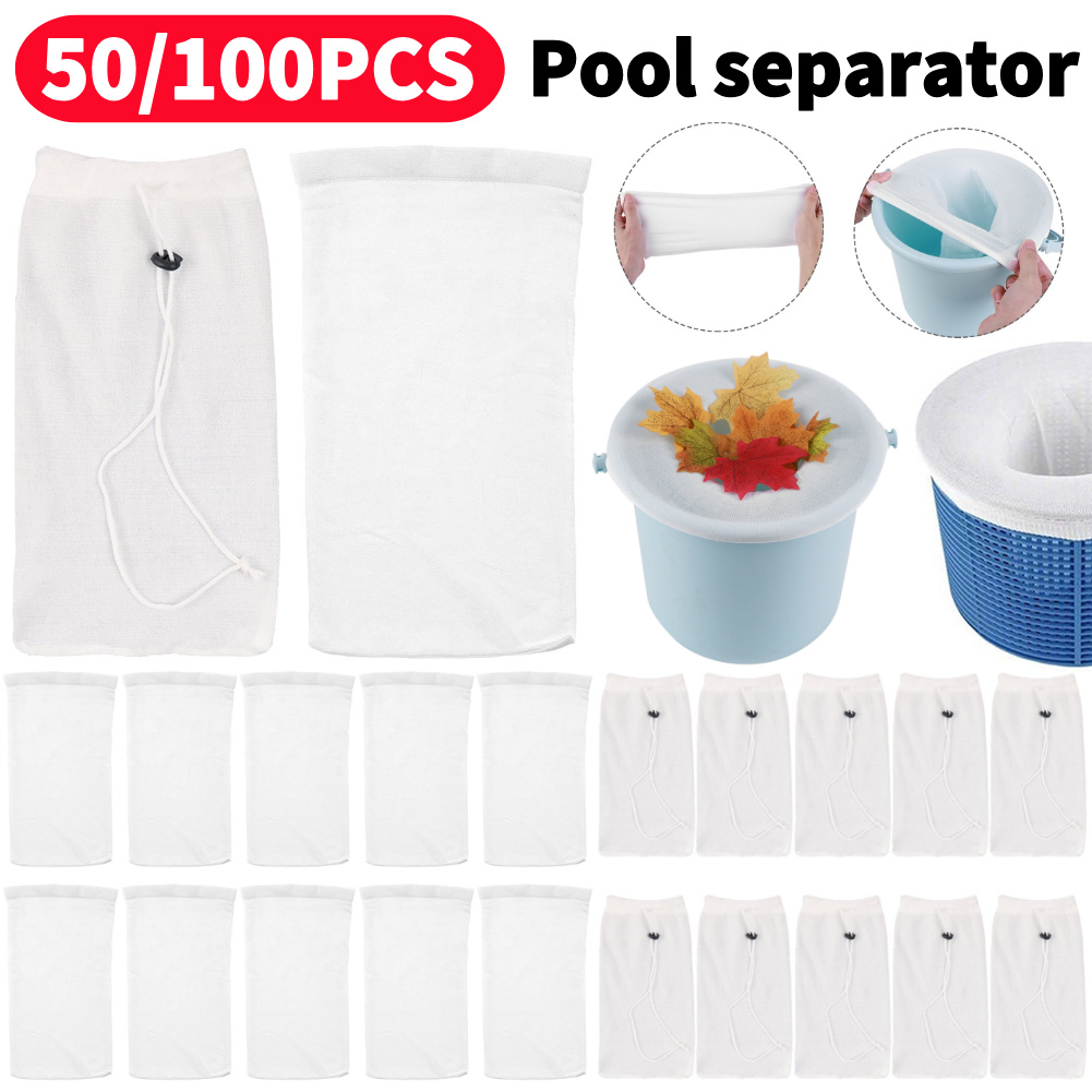 Pool Filter Socks 4/10/15 Stk - Genanvendelige med Snor - Rengør Affald og Blade til Nedgravede & Overjordiske Pools