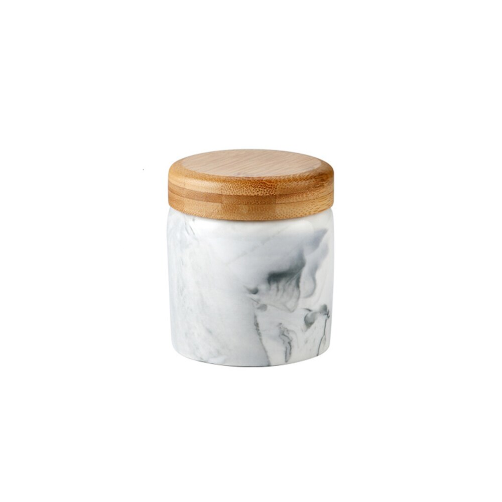 Kanister spożywczy, ceramiczny słoik robić przechowywania żywności z hermetyczną uszczelką bambusowa pokrywka--nowoczesny projekt marmuru ceramicznych przechowywanie żywności Cani: mały  Marble czarny
